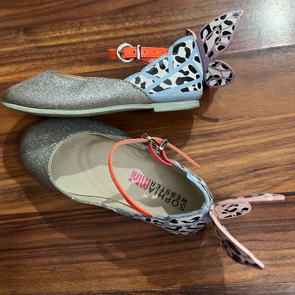 Sophia Webster Mini Chiara Mary Jane Butterfly Flats Leopard Glitter Kids 9 25 - Picture 7 of 15